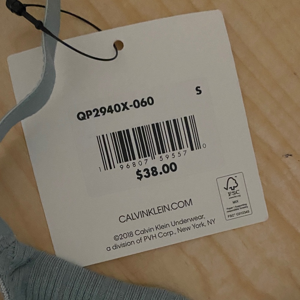 Calvin Klein Dusty Blue Ribbed Racerback Bralette - Picture 4 of 4